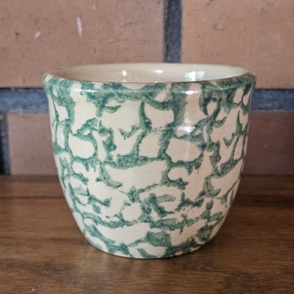 Vintage Roseville Spongeware 10 oz Kitchen Crock USA 3"